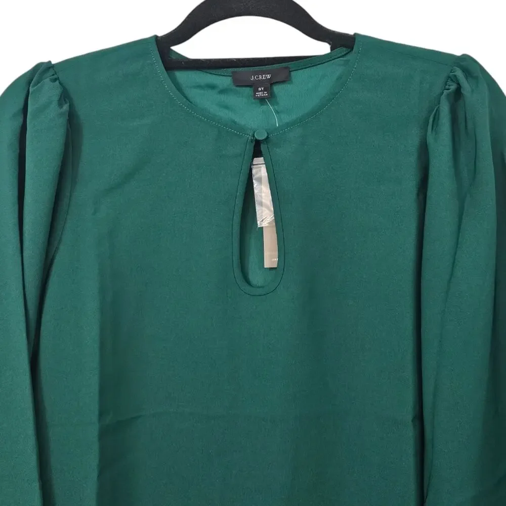 NWT J. Crew Puff Sleeve Satin-Back Crepe Top Small Tall